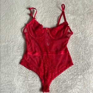 RACHEL Rachel Roy Red Lace Bodysuit